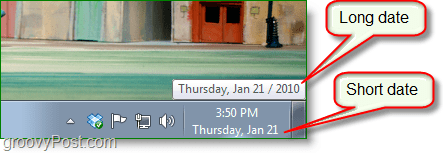 Windows 7 ekrānuzņēmums - garš datums vs. īss randiņš