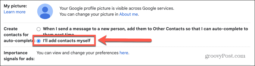 gmail izveidot kontaktus pats