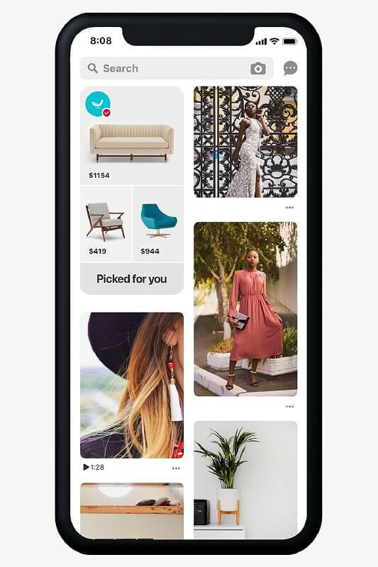 Pinterest ieviesa īpašākus un personalizētus iepirkšanās ieteikumus mājas plūsmā ar pārlūkojamiem katalogiem un personalizētiem iepirkšanās ideju centriem.