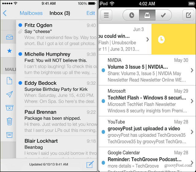 Mail iOS 7 un Mailbox App