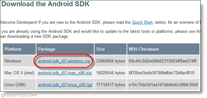 Lejupielādējiet Android SDk