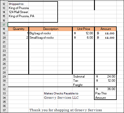 Excel izklājlapas-rēķina piemērs