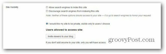 WordPress com padarīt emuāru privātu uzaicināt lietotājus
