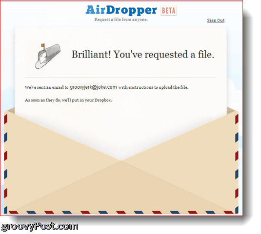 AirDropper Dropbox - fails ir nosūtīts