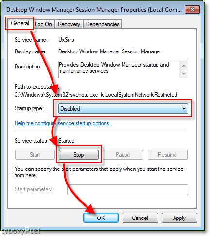 Windows darbvirsmas pārvaldības pakalpojuma rekvizīti