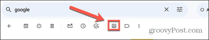 Gmail pārvietošanās uz iesūtnes ikonu