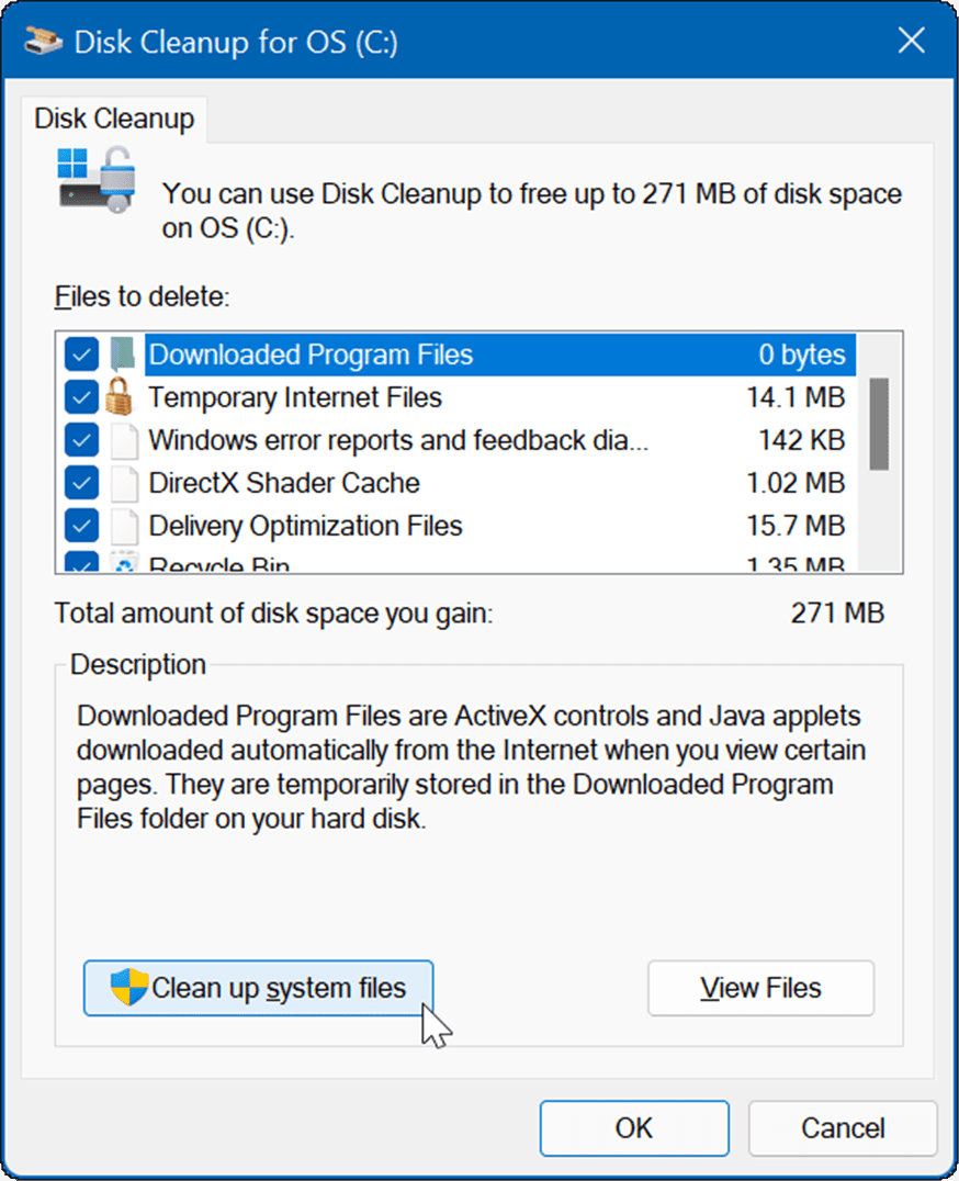 diska tīrīšana, izdzēsiet pagaidu failus operētājsistēmā Windows 11