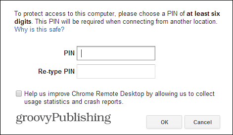 Chrome attālā galddatora PIN