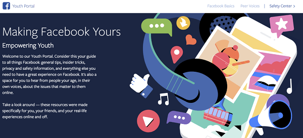 Facebook uzsāka Jauniešu portālu - galveno vietu pusaudžiem, kurā ietilpst pirmās personas konti no pusaudžiem visā pasaulē. padomi par to, kā orientēties sociālajos medijos un internetā, kā arī padomi, kā kontrolēt un maksimāli izmantot viņu pieredzi Facebook.
