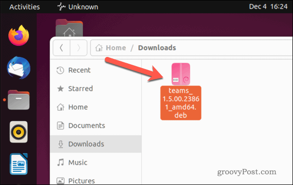 Atveriet Microsoft Teams instalācijas failu Ubuntu