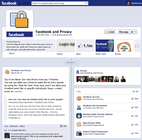 facebook un privātuma lapa