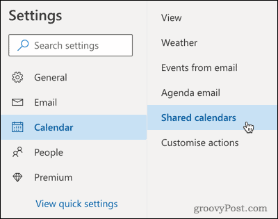 Koplietoto kalendāru opcija programmā Outlook