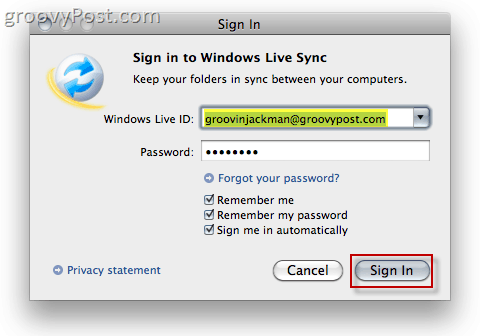 Windows Live Sync Beta operētājsistēmā X X.