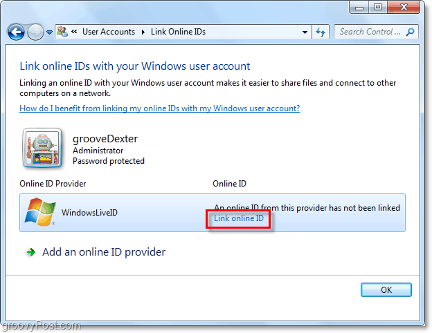 saistīt Windows Live ID ar Windows 7 kontu