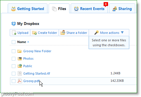 Dropbox ekrānuzņēmums - pārvaldiet savu dropbox kontu tiešsaistē