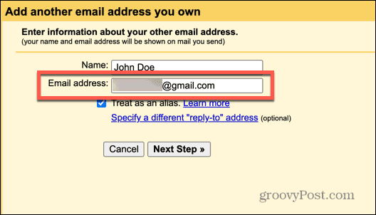 gmail aizstājvārds e-pasts