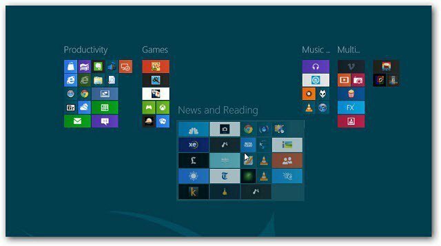 Windows 8: izveidojiet flīžu grupas sākuma ekrānā