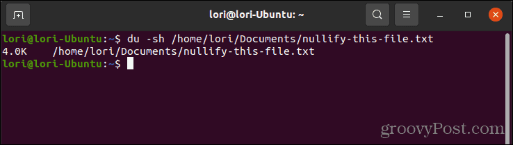 Izmantojot komandu du, lai pārbaudītu faila lielumu operētājsistēmā Linux