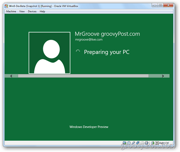VirtualBox Windows 8 iestatīšanas sagatavošana darbvirsmai