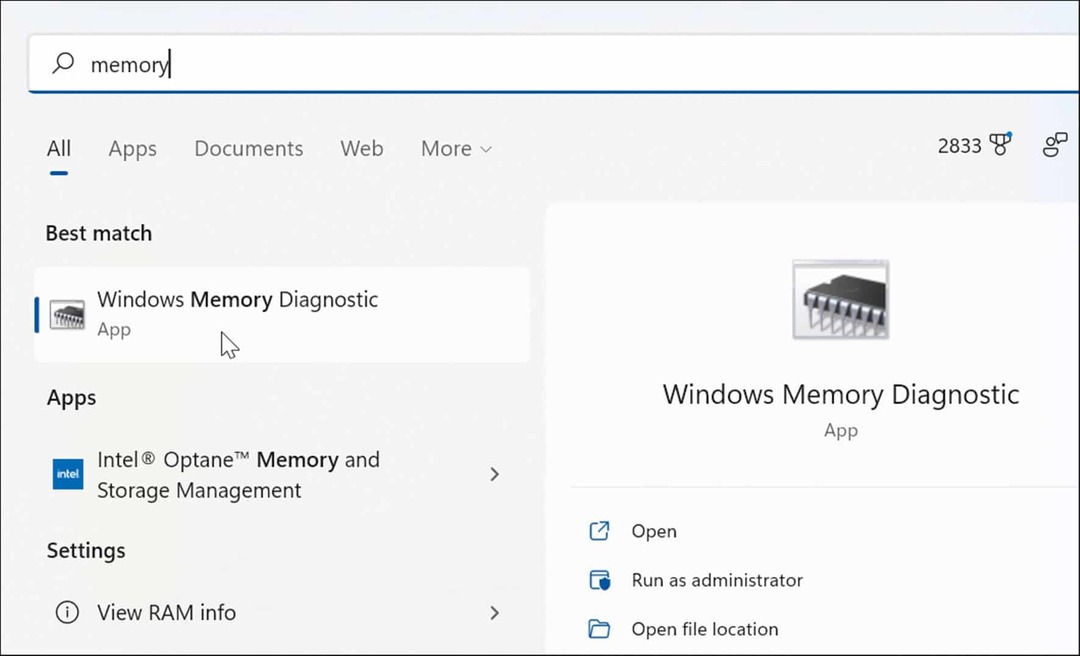 atmiņas diagnostikas labojums ntoskrnl.exe bsod Windows 11