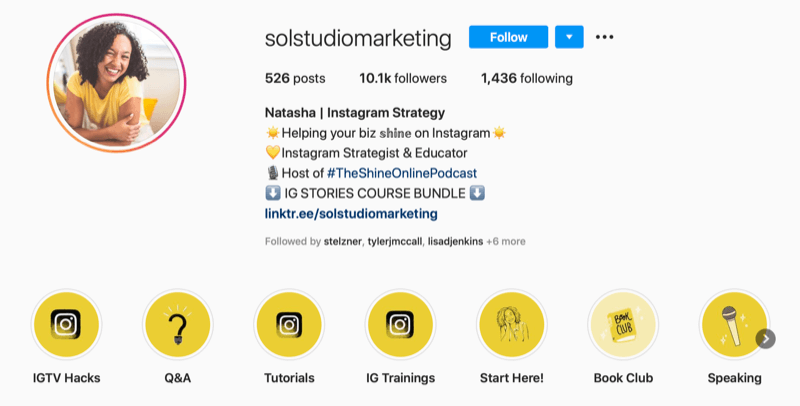 ekrānuzņēmums no Sol Studio Marketing Instagram konta bio