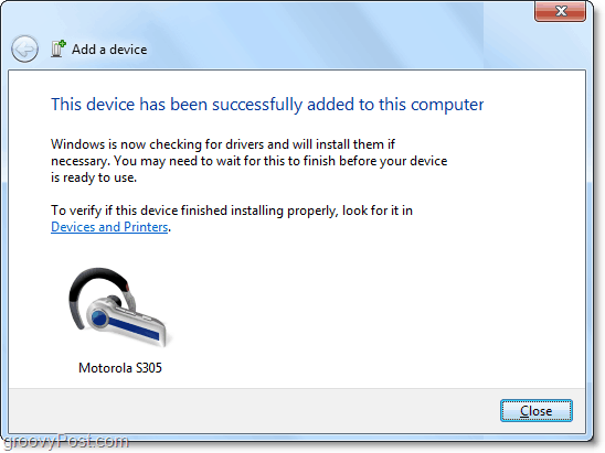 tu esi to izdarījis! Bluetooth ierīce ir pievienota Windows 7