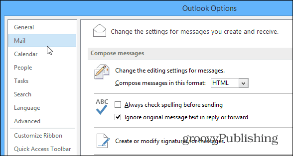 Outlook opcijas