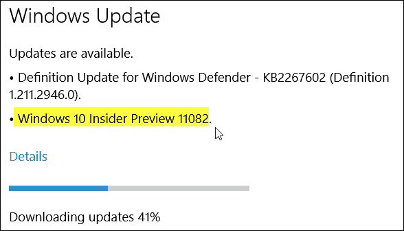 Windows 10 būvē 11082