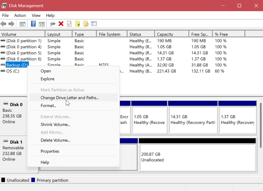 Noņemiet diska burtu operētājsistēmā Windows 11