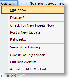 Twitter iekšā Outlook: konfigurējiet OutTwit