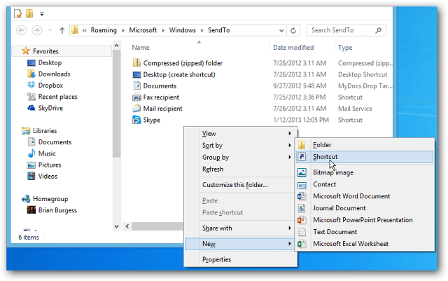 Pievienojiet ātro palaišanu Windows 7 kontekstizvēlnei