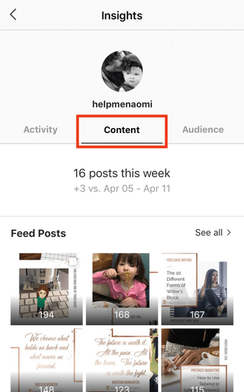 Skatiet Instagram Stories IA datus, 2. darbība.