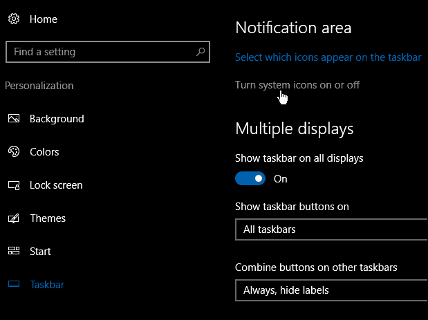Windows 10 padoms: izvēlieties, kuras ikonas parādās sistēmas teknē