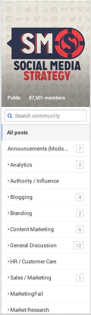 google + diskusiju kategoriju saraksts