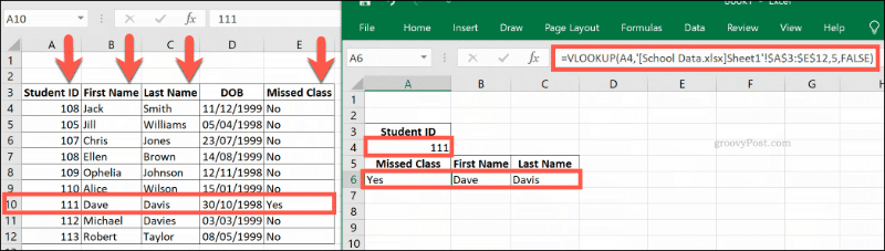 VLOOKUP formula, atsaucoties uz vairākām Excel darbgrāmatām