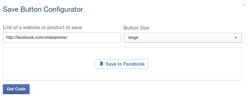 facebook saglabāšanas poga iestatīta uz lapu