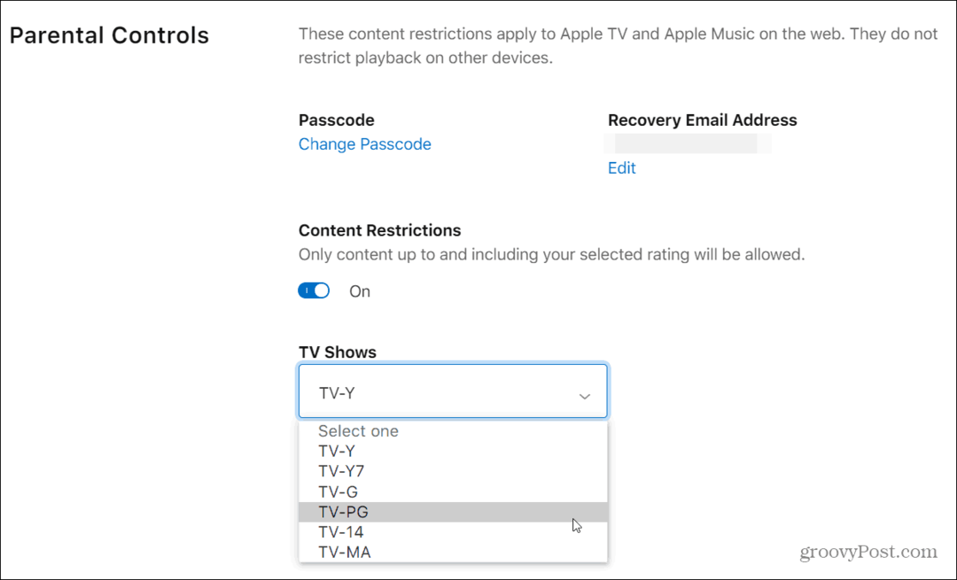 Kā lietot vecāku kontroli vietnē Apple TV Plus