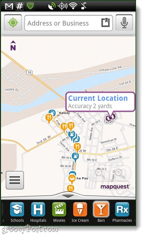 MapQuest Android lietotnei, pārskats