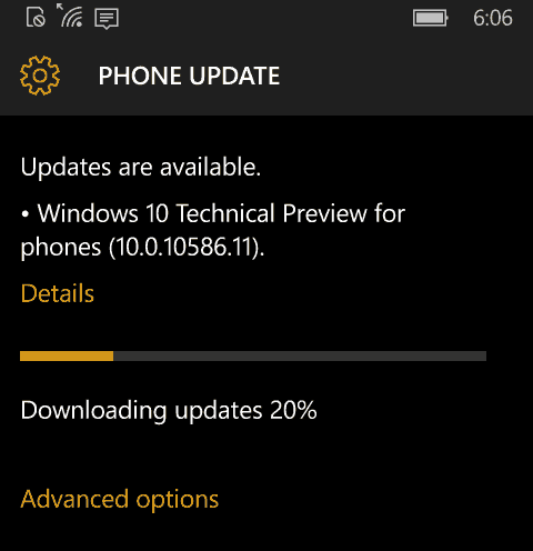 Windows 10 Mobile Preview Build 10586 pieejams tagad