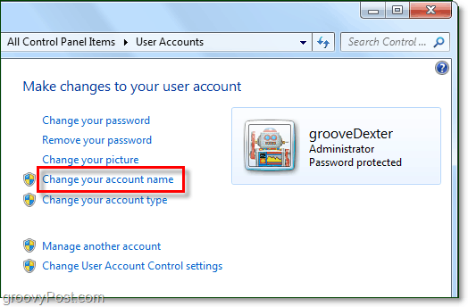 Kā nomainīt lietotājvārdu operētājsistēmā Windows 7
