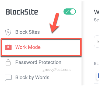 Cilne BlockSite darba režīms