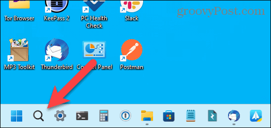 Meklēšanas ikona tikai operētājsistēmas Windows 11 uzdevumjoslā