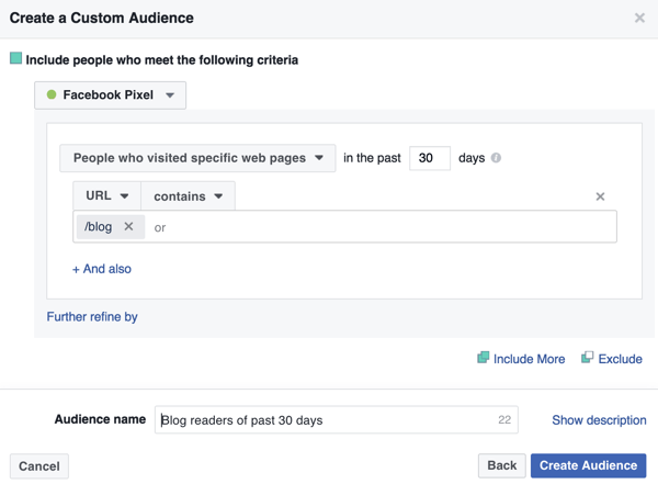 Izveidojiet sava emuāra mājas lapas apmeklētāju Facebook pielāgotu auditoriju.