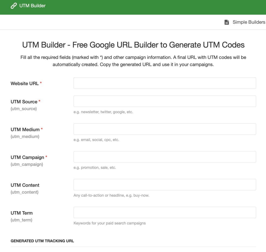 UTM Builder veidlapas attēls