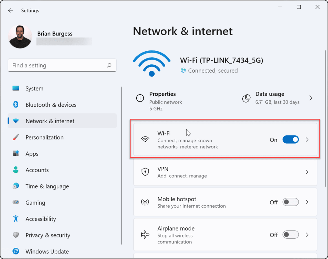 tīkls un internets Windows 11