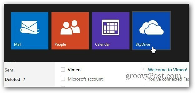 Piekļūstiet SkyDrive Outllookdotcom