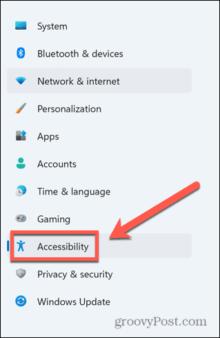 Windows pieejamības izvēlne