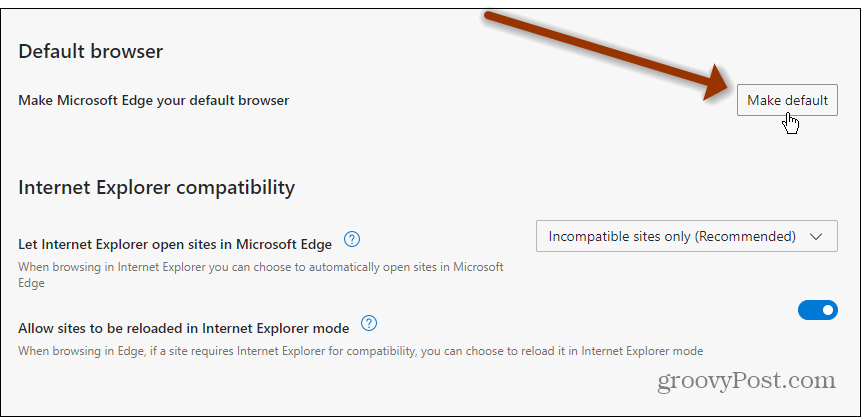 Padarīt Edge par noklusēto Windows 11