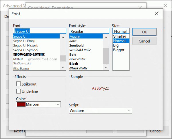 Atlasiet nosacījumus nosacījuma formatēšanai fontā programmā Outlook