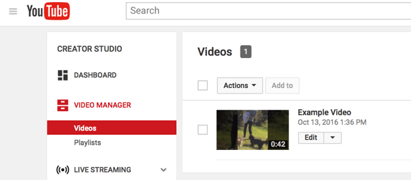Video pārvaldnieku varat atrast YouTube Creator Studio.